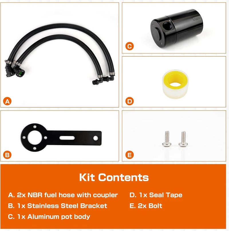 BHB Upgraded Baffled Oil Catch Can Oil Separator Kit with NBR Hose for Ram TRX 6.2L SC 2021-2023 - 3oz Black - Image 3