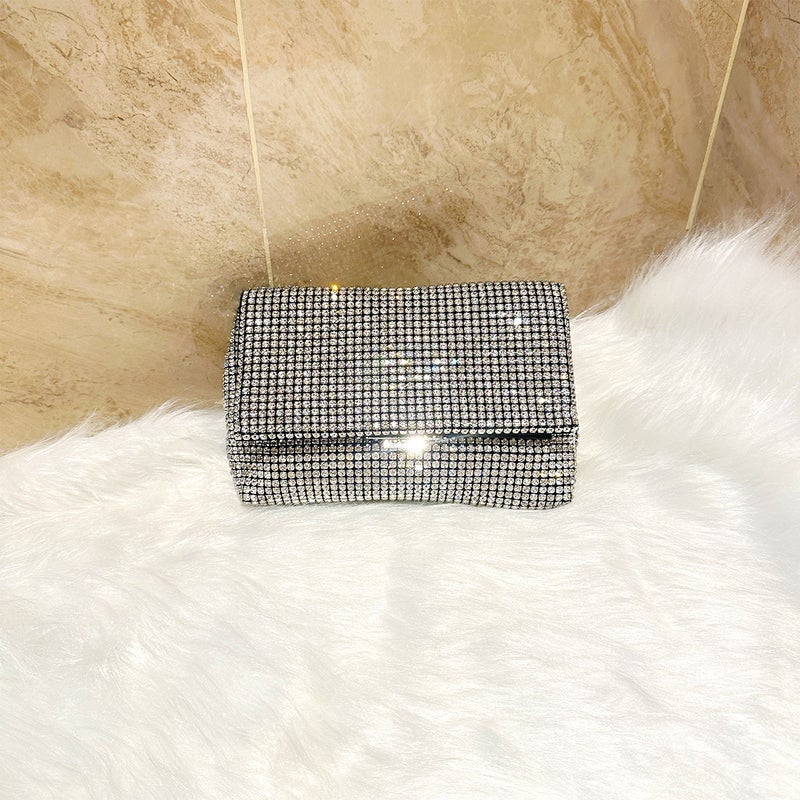 Women'S Bag Rhinestone Flip Shoulder Bag Chain Crossbody Bag Clutch Bag Shiny Party Evening Bag - Image 1