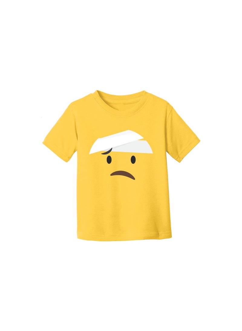 PRINTSHOP4ME - Yellow Smiley Face T-Shirt for Kids - Kids Unisex Round Neck Short Sleeve Cotton T-Shirt - Soft and Comfortable Tshirt - Perfect Emoji Outfit - Image 1