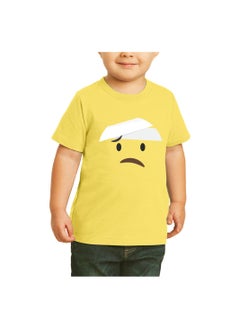 PRINTSHOP4ME Yellow Smiley Face T-Shirt for Kids - Kids Unisex Round Neck Short Sleeve Cotton T-Shirt - Soft and Comfortable Tshirt - Perfect Emoji Outfit  - Image 3