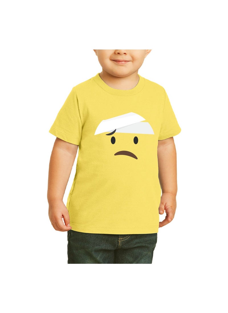 PRINTSHOP4ME - Yellow Smiley Face T-Shirt for Kids - Kids Unisex Round Neck Short Sleeve Cotton T-Shirt - Soft and Comfortable Tshirt - Perfect Emoji Outfit - Image 1