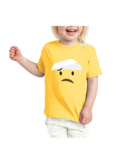 PRINTSHOP4ME Yellow Smiley Face T-Shirt for Kids - Kids Unisex Round Neck Short Sleeve Cotton T-Shirt - Soft and Comfortable Tshirt - Perfect Emoji Outfit  - Image 5