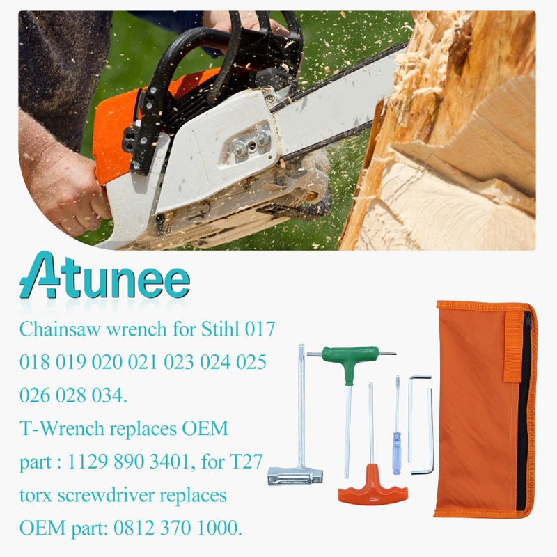 Atunee Chainsaw T Wrench 19mm x 13mm and T-Handle T27 Torx Screwdriver Kit for Husqvarna Stihl 017 018 019 020 021 023 024 025 026 028 034 Chainsaw Replace 1129 890 3401 0812 370 1000 - Image 3