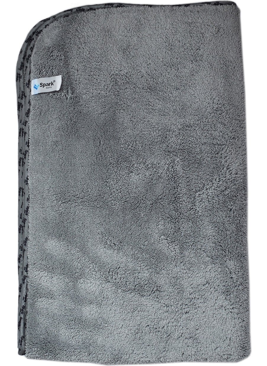 Spark - (1 Piece) 2316 Microfiber Plush Car Drying and Cleaning Cloth Large Size 60X90 Cm. Grey - Image 1
