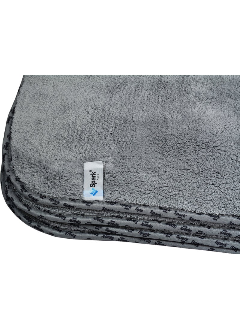 Spark - (1 Piece) 2316 Microfiber Plush Car Drying and Cleaning Cloth Large Size 60X90 Cm. Grey - Image 1