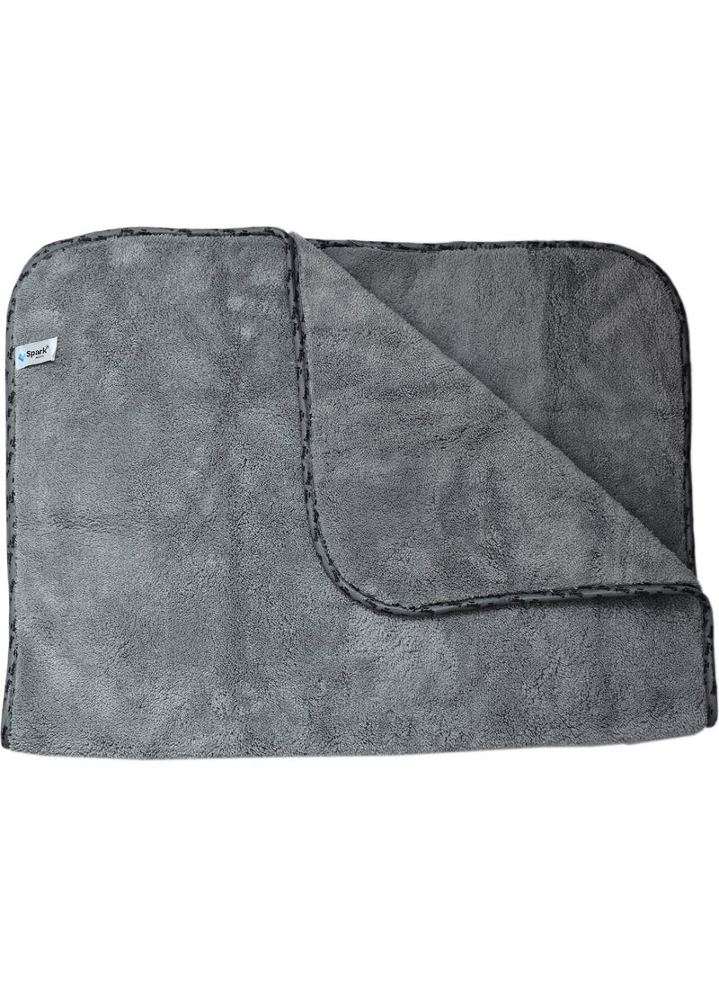 Spark - (1 Piece) 2316 Microfiber Plush Car Drying and Cleaning Cloth Large Size 60X90 Cm. Grey - Image 1
