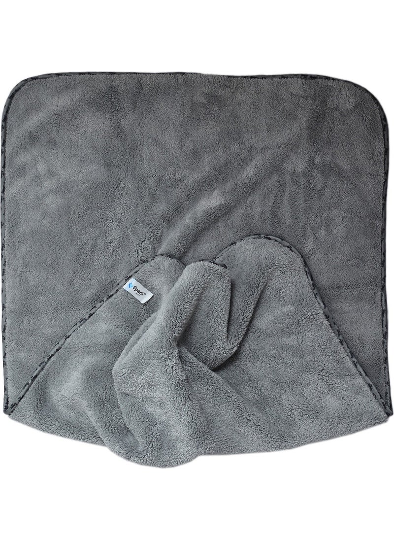Spark - (1 Piece) 2316 Microfiber Plush Car Drying and Cleaning Cloth Large Size 60X90 Cm. Grey - Image 1