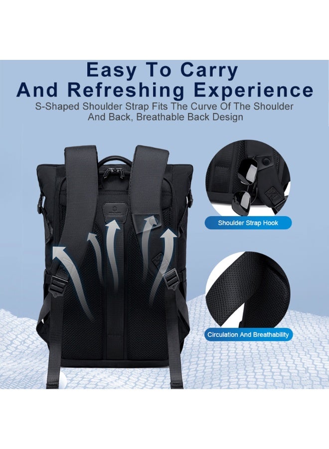 ARCTIC HUNTER Unisex 15.6-inch Laptop Backpack 180° Open Shoulder Daypack for Office Business Travel College School, B00684 , Black - Image 3