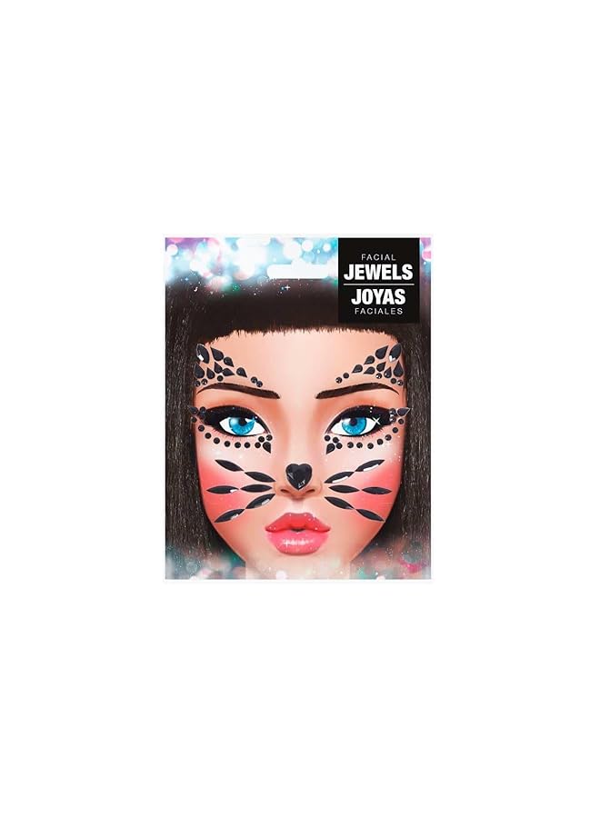 Self Adhesive Cat Face Jewelery Set Black