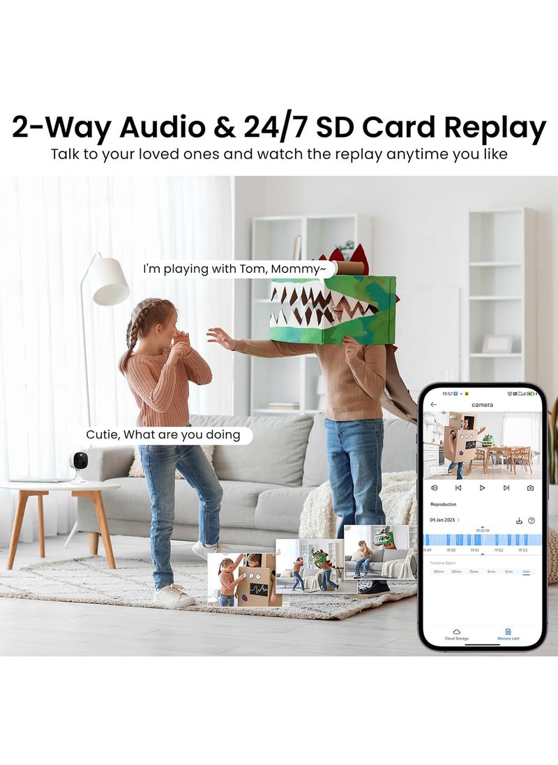 Sharpdo - 1080P Indoor Security Camera, Baby Pet Camera, Night, Secure Local and Cloud Storage, Two-way Talk, APP - Image 1