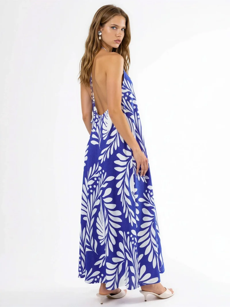 هيكاب Patterned Halter Neck Maxi Dress