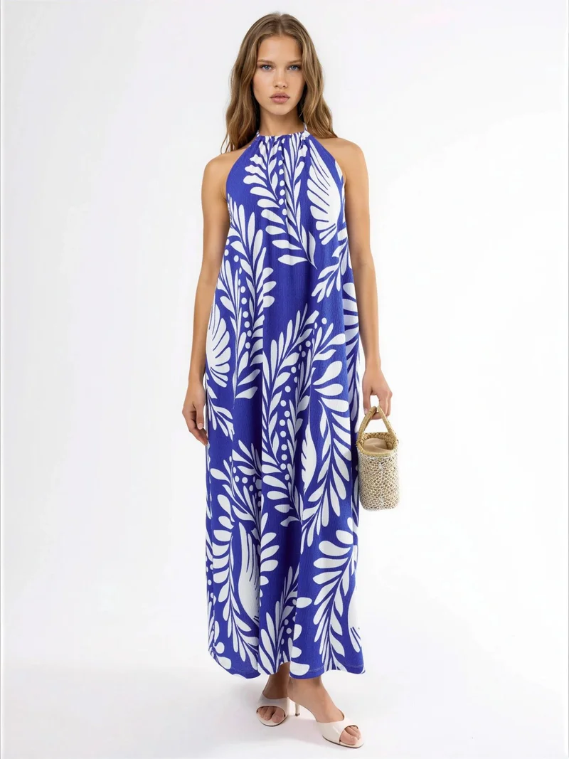 هيكاب Patterned Halter Neck Maxi Dress