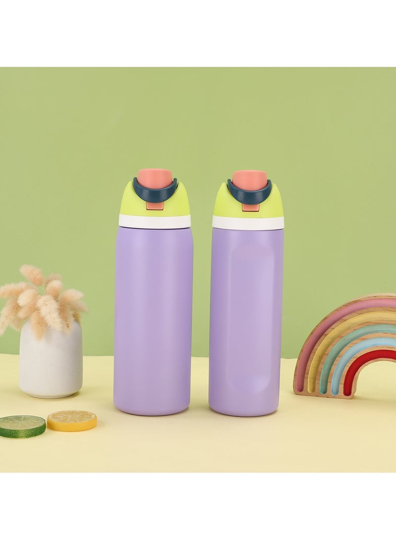 xozgdovg Thermos cup Student Super cute sports Kettle 550ML purple