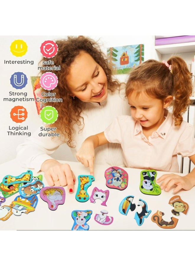 McmhyingPop Magnetic Animal Fridge Magnets, 16 Puzzles for Toddlers 3 4 5 Years, Montessori STEM Toys, Travel Gift for Boys Girls - Image 3