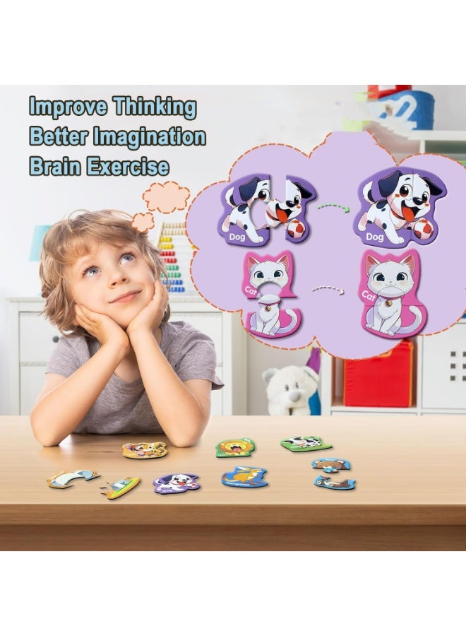 McmhyingPop Magnetic Animal Fridge Magnets, 16 Puzzles for Toddlers 3 4 5 Years, Montessori STEM Toys, Travel Gift for Boys Girls - Image 2