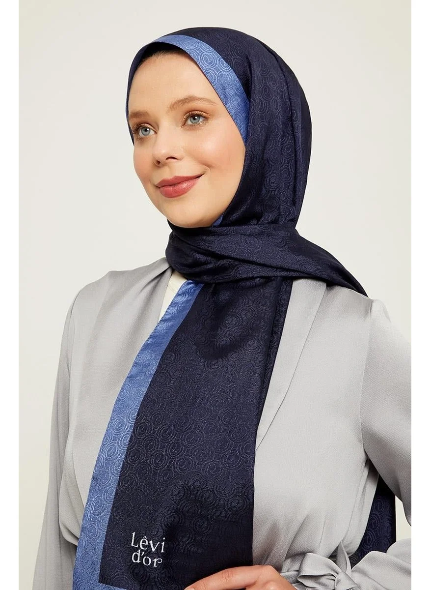 ليفيدور Navy Blue Circle Pattern Monogram Shawl