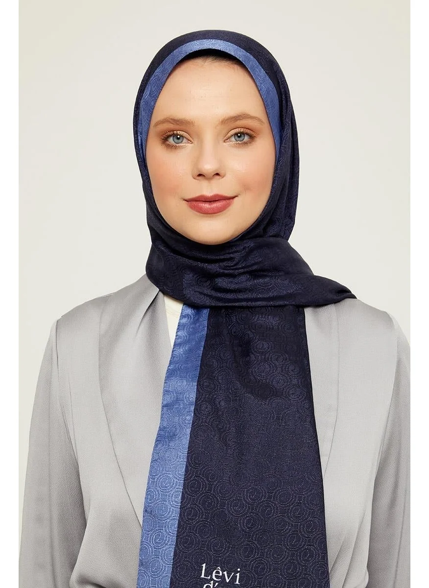 ليفيدور Navy Blue Circle Pattern Monogram Shawl