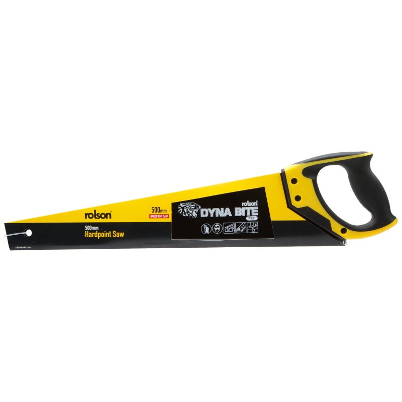 500mm Hardpoint Hand Saw 58377 | 7TPI Crosscut Blade, Soft Grip Handle & Angle Guide