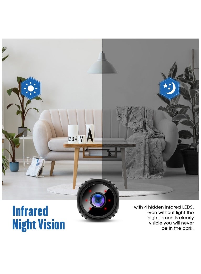 W8 Mini Camera HD 1080P Night Vision Battery Video Surveillance Wifi Smart Home Camera - Black - Image 4