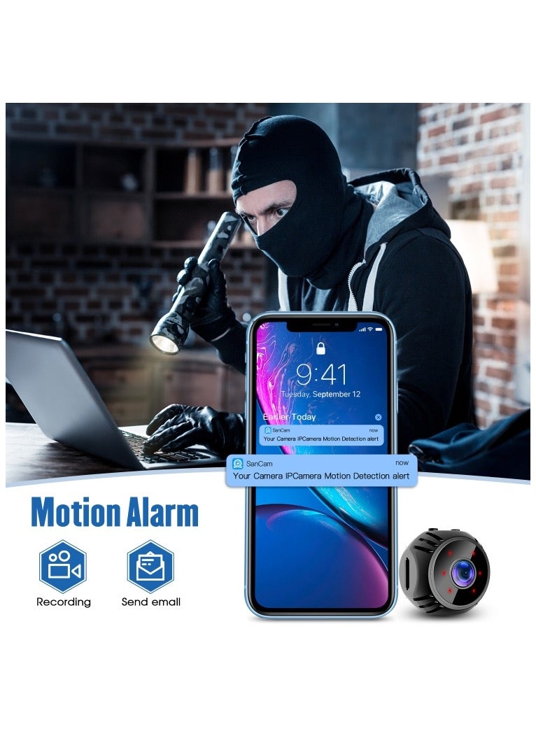 W8 Mini Camera HD 1080P Night Vision Battery Video Surveillance Wifi Smart Home Camera - Black - Image 5