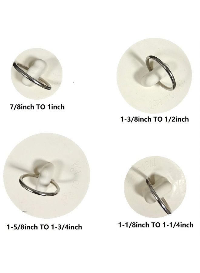 Wild Tribe 4 Sizes White Drain Stopper, Rubber Sink Stopper Plug with Hanging Ring for Bathtub Kitchen and Bathroom - Image 1