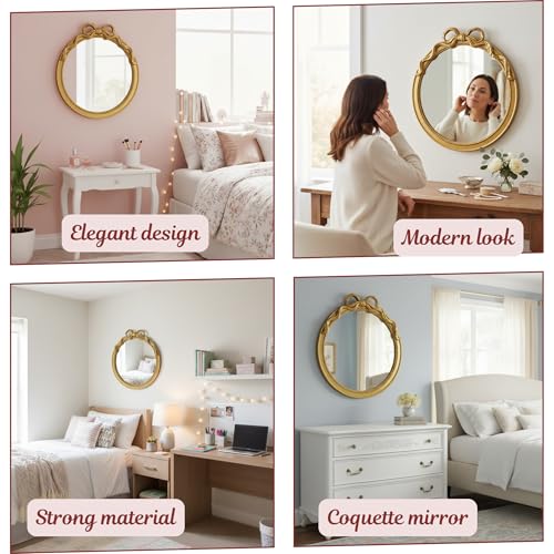 Luxape 24-Inch Gold Bow Resin Mirror – Perfect Decorative Accent for Nursery and Elegant Baby Room Decor (Gold, 26x24in) - Image 5