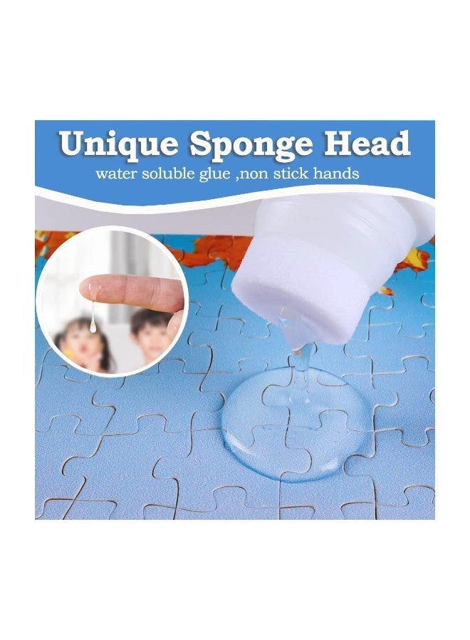 Puzzle Glue with Sponge Head, Jigsaw Puzzle Glue for Kids, Puzzle Glue Clear with Applicator, Water-Soluble Special Craft Puzzle Glue, Puzzle Saver for 1000/1500/3000 Pieces of Puzzle, 120ML