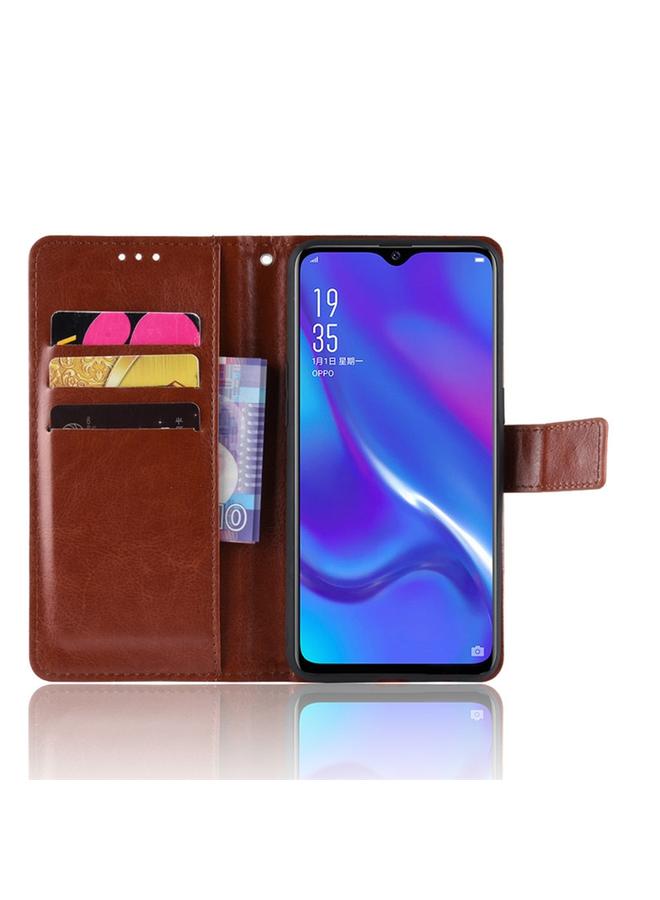 اس-توب جراب لهاتف Oppo Reno جراب جلدي أفقي بتصميم حصان مجنون عتيق مع حامل وفتحات للبطاقات وإطار للصور - Image 5