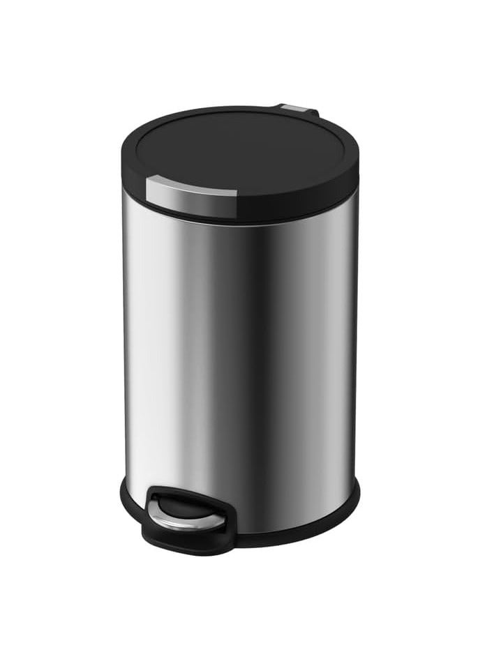 دبيلو تي- إيزي كير سلة مهملات من الفولاذ المقاوم للصدأ سعة 8 لتر - دلو بلاستيكي قابل للإزالة، غطاء ناعم الإغلاق ويبقى مفتوحًا، دواسة قوية، تحكم في الرائحة، قاعدة مانعة للانزلاق، مضادة لبصمات الأصابع - مثالية للمنزل والمكتب وغرفة النوم والمناسبات - Image 1