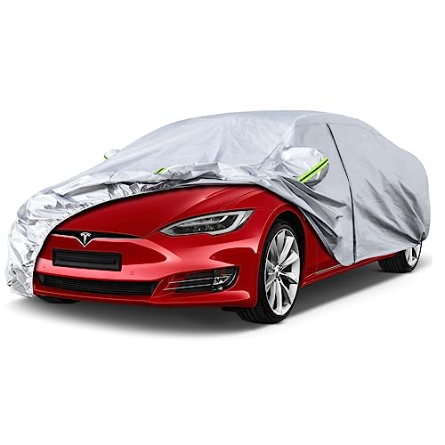 Kaugung 6 Layers Car Cover Custom Fit Tesla Model S from 2012 to 2025, Waterproof Car Cover All Weather for Automobiles Outdoor Indoor with Zipper Door, Sun Rain Dust Snow Protection. - Image 1