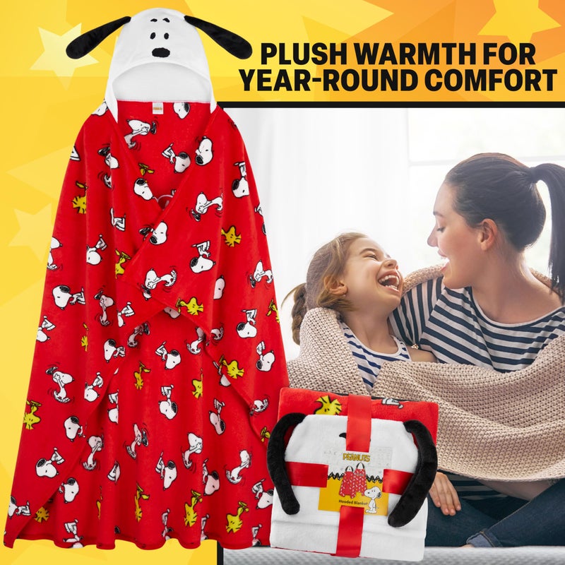Get Trend Peanuts Snoopy Adult Blanket with Hood, 51x59 in, Fleece Wearable Blanket Loungewear, Warm, Cozy Gifts for Women (Red Peanuts) - Image 5