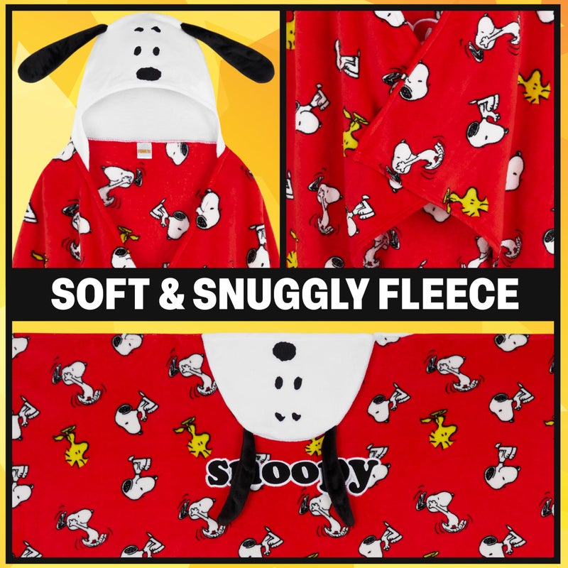 Get Trend Peanuts Snoopy Adult Blanket with Hood, 51x59 in, Fleece Wearable Blanket Loungewear, Warm, Cozy Gifts for Women (Red Peanuts) - Image 4