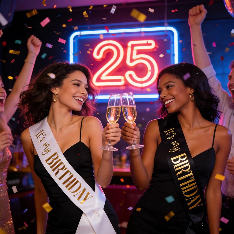 Docooniver 2 Pack It's my Birthday Sash for Women Men Adult Girls Kids Happy Birthday Decorations Accessories Gifts Black and White Sashes with Gold and Rose Gold Lettering - Image 3