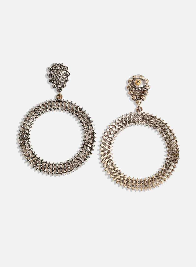 SOHI Intricate Crystal Circular Artificial Drop Earring Jewellery
