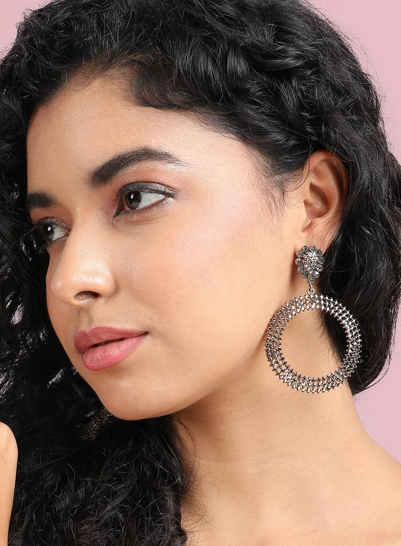 SOHI Intricate Crystal Circular Artificial Drop Earring Jewellery