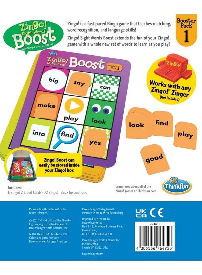 thinkfun Think Fun Zingo! Sight Words Boost Engaging Brain Game Expansive Vocabulary Builder Stimulates Memory & Concentration For Kids Aged 4 And Up Expansion Pack (76472) - Image 5