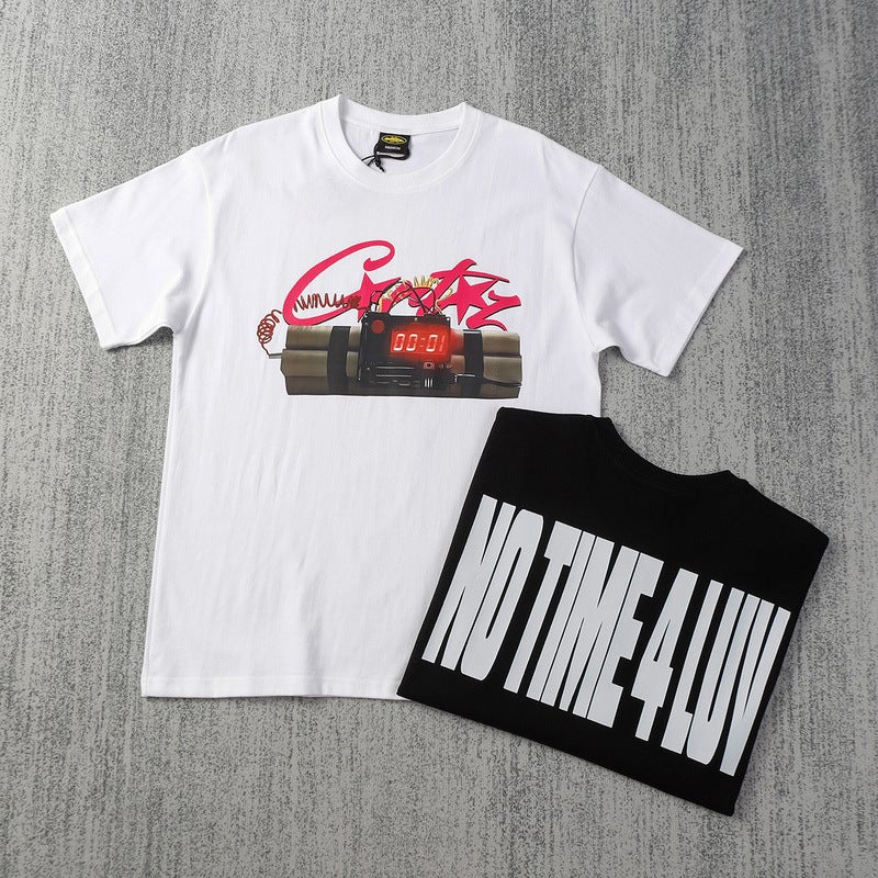 Niche Trendy Brand Timer Print Popular Versatile Short-Sleeve T-Shirt Summer Loose Casual Half-Sleeve - Image 2