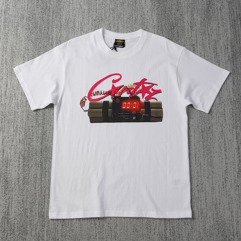 Niche Trendy Brand Timer Print Popular Versatile Short-Sleeve T-Shirt Summer Loose Casual Half-Sleeve - Image 4
