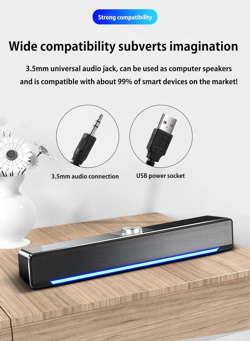 USB LED TV Sound Bar AUX Wired USB Speaker Home Theater System Surround SoundBar for TV PC Computer Speakers - Image 2