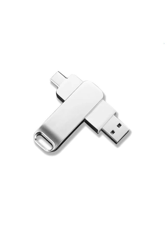 قرص U أربعة في واحد USB Cross OTG للهاتف المحمول 32 جيجا لأجهزة كمبيوتر Apple Android نوع القرص cUSB3.0U - اللون: دوران 2 في 1 (فضي) - السعة: USB3.0 32 جيجابايت - Image 1