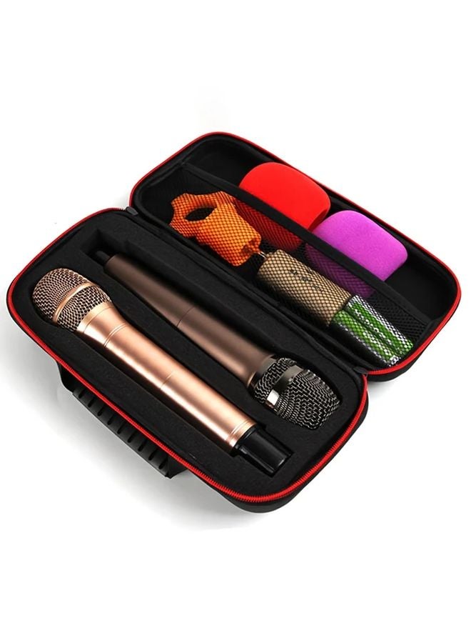 Shockproof Drop Proof EVA Storage Bag Dual Microphone Case Style 2 Black - Image 5