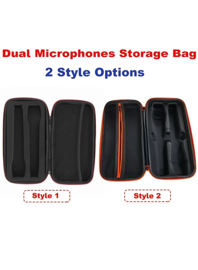 Shockproof Drop Proof EVA Storage Bag Dual Microphone Case Style 2 Black - Image 2