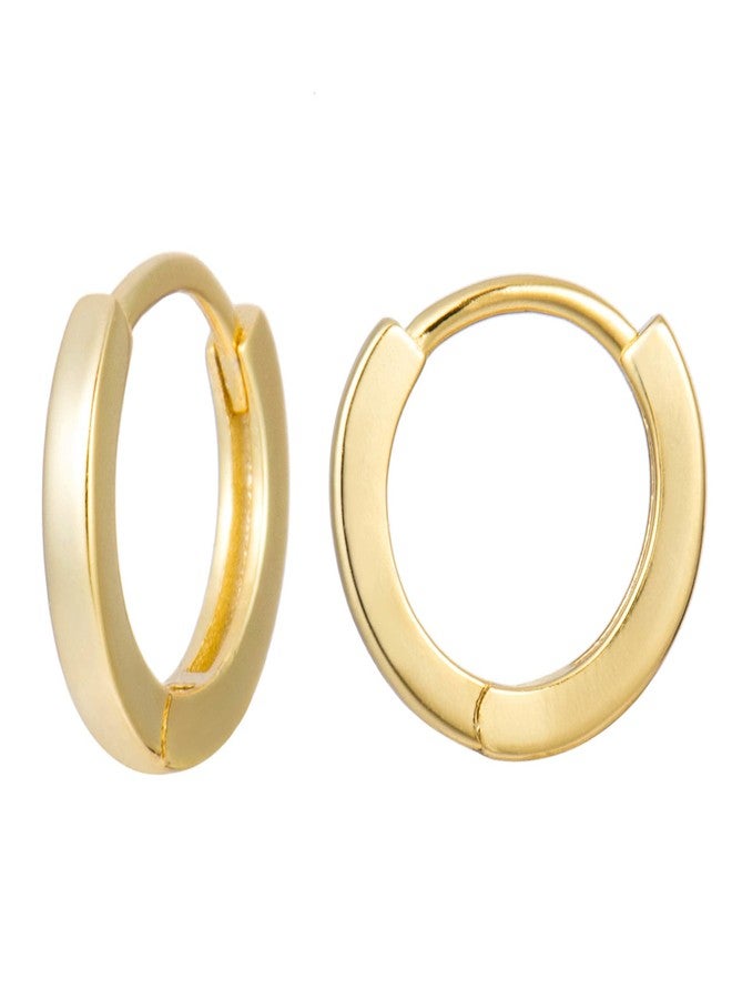 Lemon Grass Mini Huggie Hoop Earrings | 14K Gold Plated Sterling Silver Small Essential Huggie Earrings - 10mm - Image 1