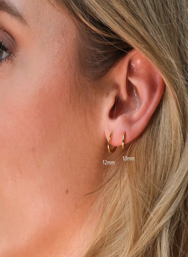 Lemon Grass Mini Huggie Hoop Earrings | 14K Gold Plated Sterling Silver Small Essential Huggie Earrings - 10mm - Image 3
