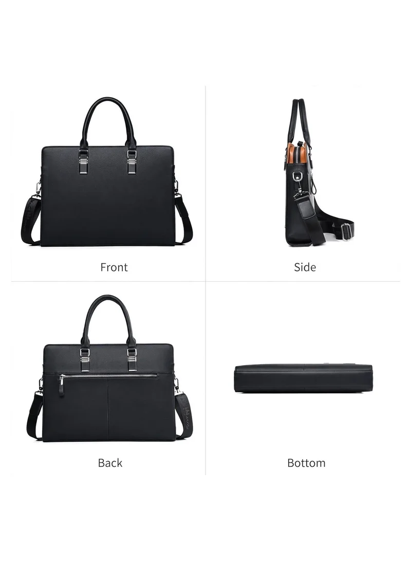 Mobcos Business Briefcase Laptop Bag | 16-Inch Laptop Compatible, Detachable Shoulder Strap | Black
