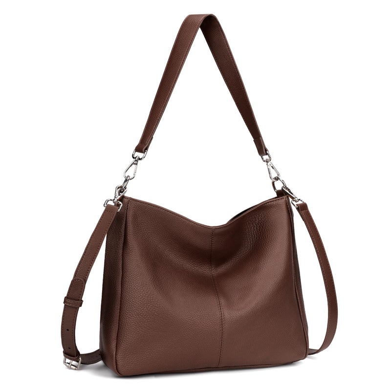 befen Genuine Leather Hobo Bags Purses for Women, Women's Shoulder bag Handbags Crossbody Bag with 2 Shoulder Straps Dark Brown - Image 1