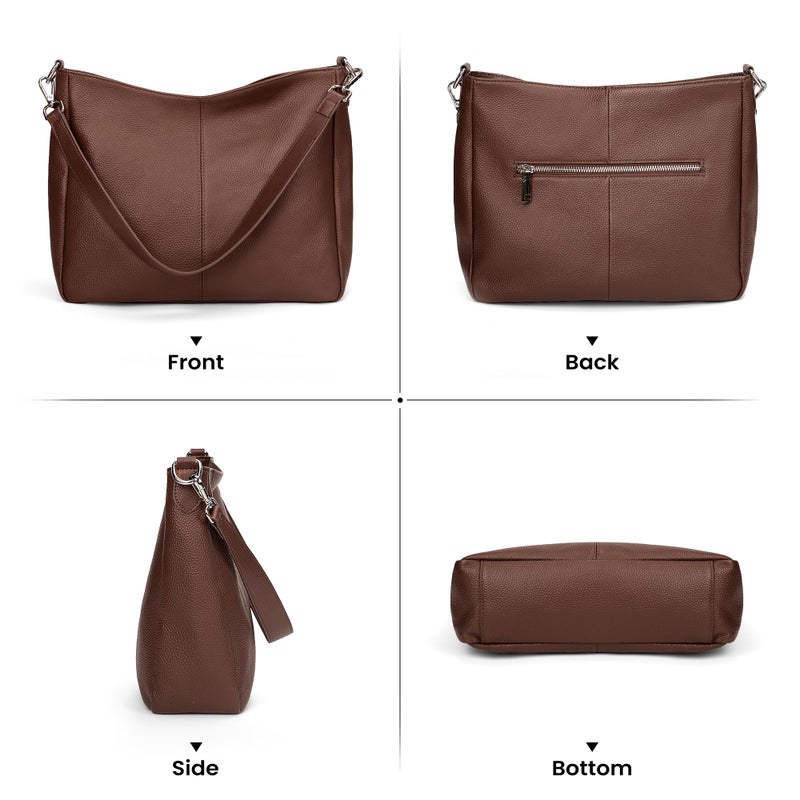 befen Genuine Leather Hobo Bags Purses for Women, Women's Shoulder bag Handbags Crossbody Bag with 2 Shoulder Straps Dark Brown - Image 5