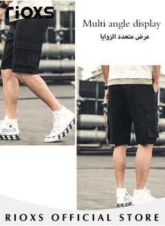 RIOXS Men's Casual Loose Shorts, Outdoor Quick Drying Sports Short Pants, Stretch Short With Multiple Pockets, Relaxed Fit Cotton Blend Work Shorts, Lightweight Running Shorts, Comfy Breathable Athletic Shorts  - Image 4