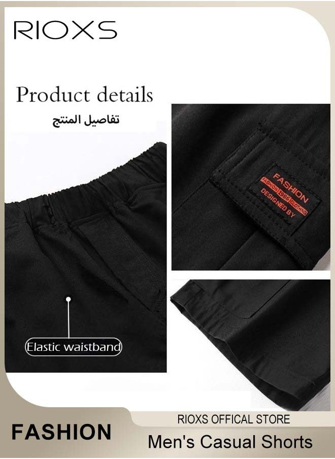 RIOXS Men's Casual Loose Shorts, Outdoor Quick Drying Sports Short Pants, Stretch Short With Multiple Pockets, Relaxed Fit Cotton Blend Work Shorts, Lightweight Running Shorts, Comfy Breathable Athletic Shorts  - Image 5