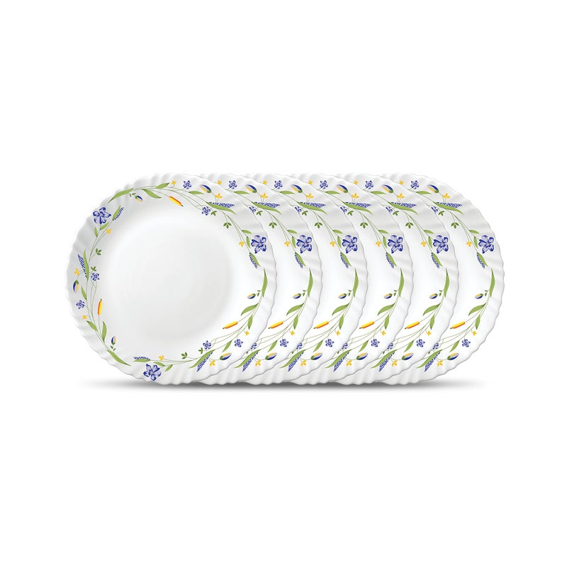 La Opala Diva Classique Collection Opal Glass Crockery | Full Plate Set of 6 | Morning Glory Design | for Dining & Gifting | Microwave Safe | 100% Vegetarian | Extra Strong | Super Light & White - Image 5